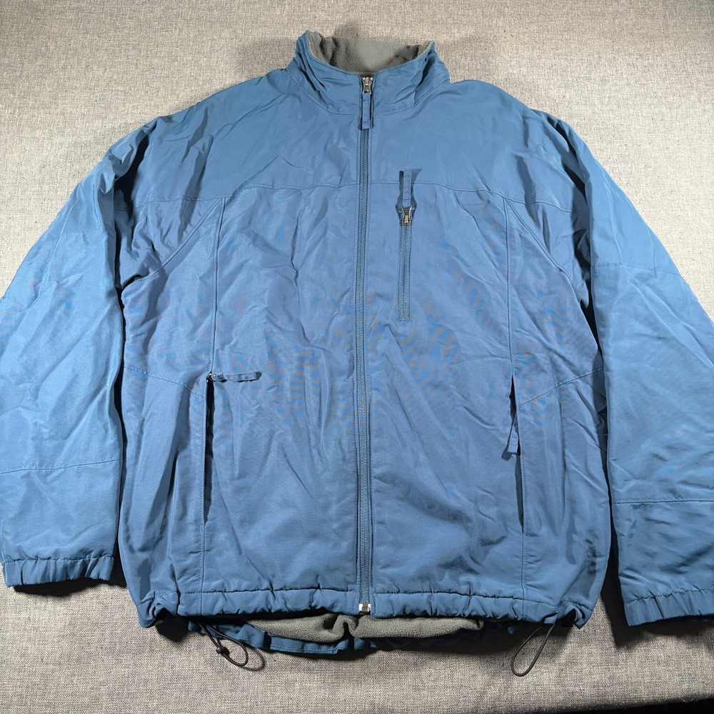 Duluth Trading Co Jacket Mens Large Blue Fleece Lined Supplex Nylon Full Zip